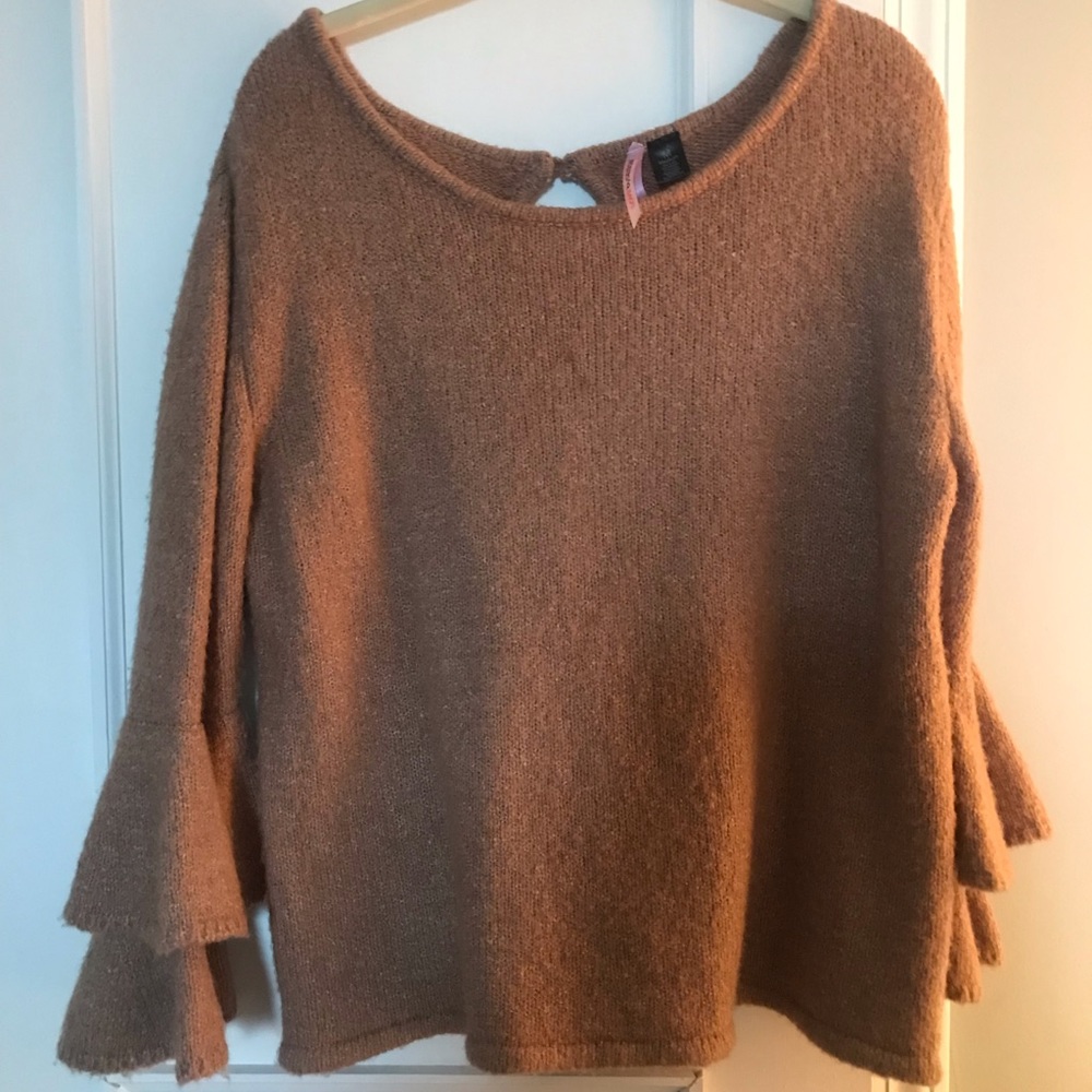 Brown/Tan Sweater with Bell Sleeves
